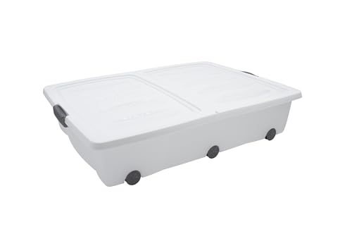 Spetebo Unterbettkommode mit Rollen - 80 x 60 x 17 cm / 60 Liter - Farbe: weiß - Aufbewahrungsbox Betten Box von Spetebo