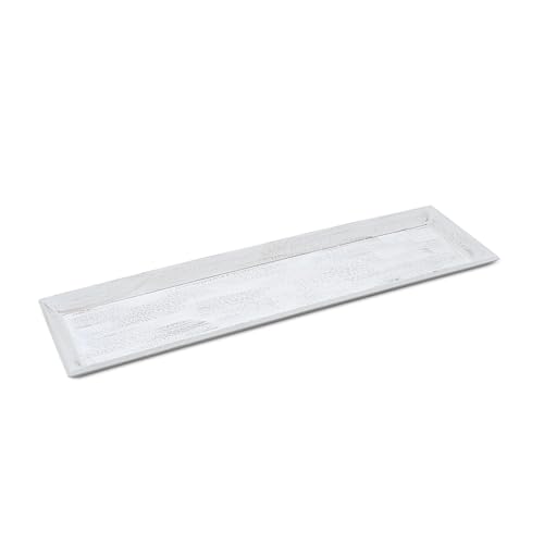 Vintage Holz Tablett Shabby weiß - 50 x 14 cm - Deko Kerzentablett rechteckig - Tischdeko Servier Kerzen Brett Weihnachten von Spetebo