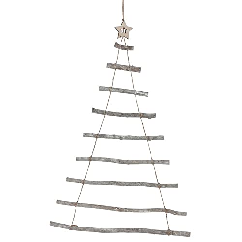 Wand Deko Weihnachtsbaum - 90 cm - aus 9 Holz Ästen und Jute Kordel - mit Stern Spitze Hängedeko Wanddeko Tannenbaum Christbaum Wand Deko Weihnachtsbaum - 90 cm - aus 9 Holz Ästen und Jute Kordel - mit Stern Spitze Hängedeko Wanddeko Tannenbaum Christbaum von Spetebo