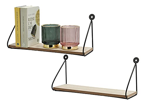 Spetebo Wandregal Hängeregal - 2er Set - Metall mit Holz Ablage Dekoration Spetebo Wandregal Hängeregal - 2er Set - Metall mit Holz Ablage Dekoration von Spetebo