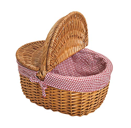 Weide Picknickkorb mit Deckel - Picknick Tragekorb leer/ohne Inhalt Henkelkorb - handlicher Einkaufskorb aus Weide von Spetebo