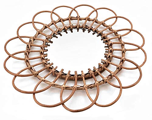 Weide Wandspiegel in Blumen Optik - 50 cm - Deko Rattan Hänge Spiegel Flurspiegel von Spetebo