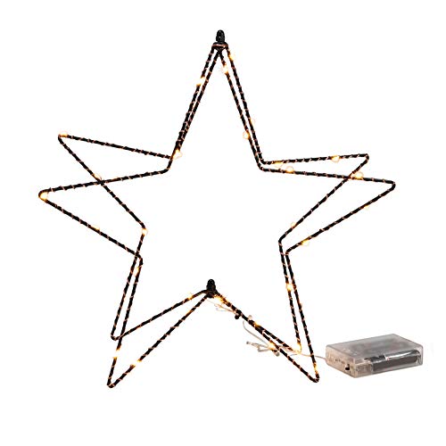 Weihnachts Deko Tischleuchte Stern 38 LED - 30 cm - Metall Fensterdeko Tischlampe Weihnachtsstern schwarz von Spetebo