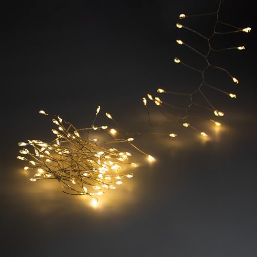Weihnachts Draht Lichterkette warm weiß mit Timer - 2 m / 160 LED - Garten Dekobeleuchtung mit 8 Funktionen Batterie betrieben - Advent Winter Garten Party Deko Silberdraht Beleuchtung wasserdicht Weihnachts Draht Lichterkette warm weiß mit Timer - 2 m / 160 LED - Garten Dekobeleuchtung mit 8 Funktionen Batterie betrieben - Advent Winter Garten Party Deko Silberdraht Beleuchtung wasserdicht von Spetebo