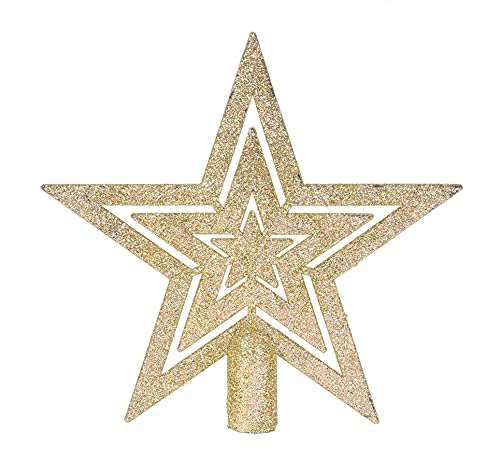 Weihnachtsbaum Spitze mit Gold Glitzer - 18 cm - geschlossenes Design modern - Christbaumspitze Weihnachts Stern Baumspitze Tannenbaum Kunststoff Weihnachtsbaum Spitze mit Gold Glitzer - 18 cm - geschlossenes Design modern - Christbaumspitze Weihnachts Stern Baumspitze Tannenbaum Kunststoff von Spetebo