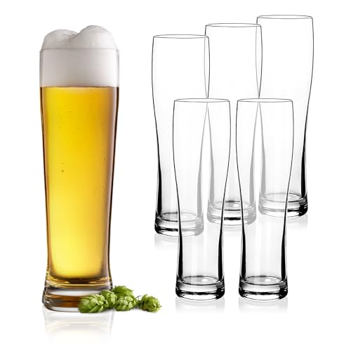 Weizenbierglas klar 6er Set - 300 ml - Bierglas 0,3 Liter spülmaschinenfest - Glas für Weizenbier Weißbier Hefeweizen Weißbierglas Weizenbierseidel von Spetebo