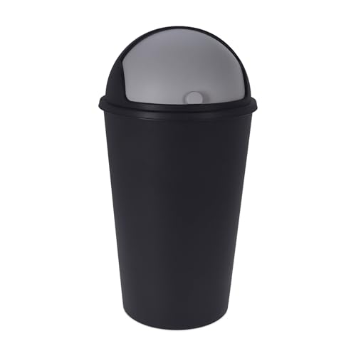 Spetebo XL Abfalleimer mit Schiebedeckel schwarz - 25 L - Runder Mülleimer mit Kuppel Deckel - Kosmetik Eimer Müll Behälter Abfall Eimer recycelbar von Spetebo