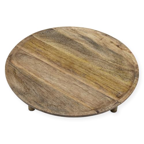 XL Mango Servierplatte rund auf Füßen - 38 cm - Massivholz Kerzenteller groß - Servierteller Servierständer Kuchenplatte Wurstplatte Käseplatte Dekotablett Holztablett Kerzentablett Holzteller XL Mango Servierplatte rund auf Füßen - 38 cm - Massivholz Kerzenteller groß - Servierteller Servierständer Kuchenplatte Wurstplatte Käseplatte Dekotablett Holztablett Kerzentablett Holzteller von Spetebo