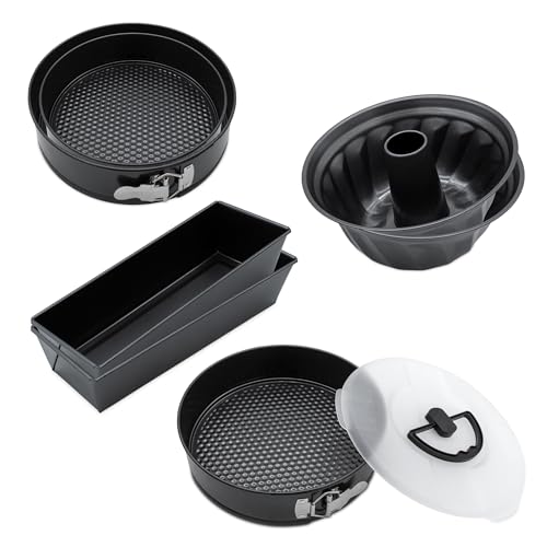 XXL Backset 7-teilig PFOA-frei - 5 verschiedene Formen - Backform Set mit Antihaft-Beschichtung - Springform Gugelhupf Kastenform Königs Napf Kuchen Form zum Backen 230° hitzebeständig auslaufsicher von Spetebo