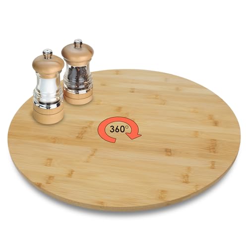 XXL Bambus Servierplatte drehbar - 50 cm - Holz Drehteller für Käse Wurst und Snacks - Holzteller Servierbrett Gewürzrondell Kuchenplatte Servierteller Drehplatte von Spetebo