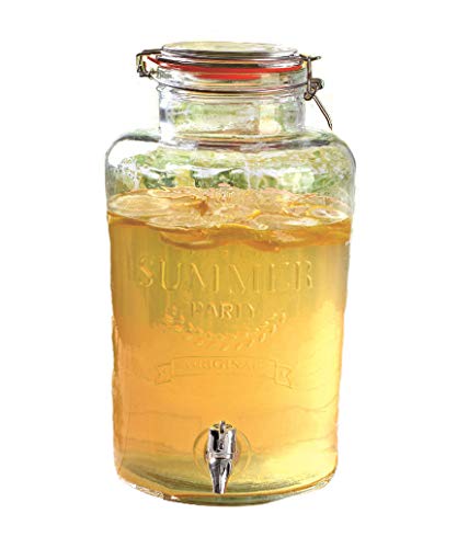 XXL Getränke Spender mit Zapfhahn und Bügelverschluss - 5 Liter - Glas Behälter Saftspender Dispenser (5 Liter) von Spetebo