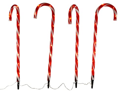 XXL LED Zuckerstangen Garten Stecker - 4er Set / 76 cm - Outdoor Weihnachts Deko mit Timer für Außen von Spetebo