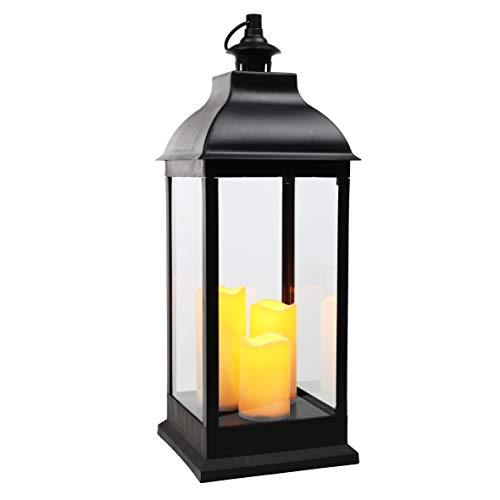 XXL Laterne mit 3 LED Kerzen - Deko Laterne 70 cm mit Flackerlicht - schwarz/Batterie betrieben XXL Laterne mit 3 LED Kerzen - Deko Laterne 70 cm mit Flackerlicht - schwarz/Batterie betrieben von Spetebo