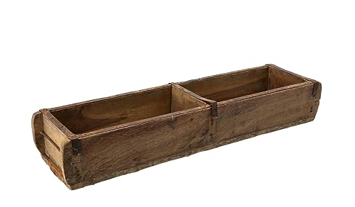 Ziegelform Holzkiste mit Metall Beschlägen - groß / 60 x 15 cm - Vintage Dekoschale im Used Look - Allzweck Box Tisch Deko Schale aus altem recyceltem Holz used look Ziegel Kiste Ziegelform Holzkiste mit Metall Beschlägen - groß / 60 x 15 cm - Vintage Dekoschale im Used Look - Allzweck Box Tisch Deko Schale aus altem recyceltem Holz used look Ziegel Kiste von Spetebo