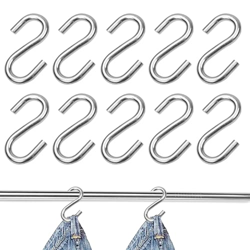 10 Stück S Haken Klein,Metal S-Haken,Verzinktes Eisen S Haken,Mini S Hacken,Multifunktional S Hooks,Haltbarkeit S-Haken Klein,Silber S Hook,für Küche, Garten, Schlafzimmer und Büro von SpetngSake