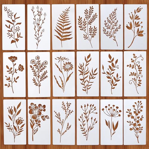 18 Stück Schablonen Textilgestaltung,3 x 6 inch Schablonen Wandgestaltung Malen,Schablonen malen Wiederverwendbar,Schablonen wandgestaltung Wildblumen,Malschablone für Malerei,Holz Wand,Deko 18 Stück Schablonen Textilgestaltung,3 x 6 inch Schablonen Wandgestaltung Malen,Schablonen malen Wiederverwendbar,Schablonen wandgestaltung Wildblumen,Malschablone für Malerei,Holz Wand,Deko von SpetngSake