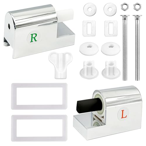 Spetsbst 2 Stück Universal Wc Sitz Halterung, Wc Sitz Befestigung Scharniere Zinklegierung Wc Sitz Scharniere mit Komplettes Zubehör, Soft-Close WC Sitz Metallscharniere Toilettensitzen von Spetsbst