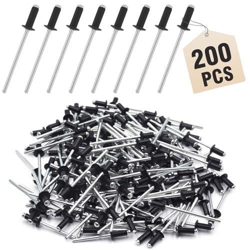 Spetsbst 200er-Pack Aluminium Blindnieten Alu Nieten Popnieten Set 4 x 10 mm Großkopf Schwarz Pop Nieten Anthrazit Blindnieten Set für Rivet Tool Blindnietzangen Spetsbst 200er-Pack Aluminium Blindnieten Alu Nieten Popnieten Set 4 x 10 mm Großkopf Schwarz Pop Nieten Anthrazit Blindnieten Set für Rivet Tool Blindnietzangen von Spetsbst