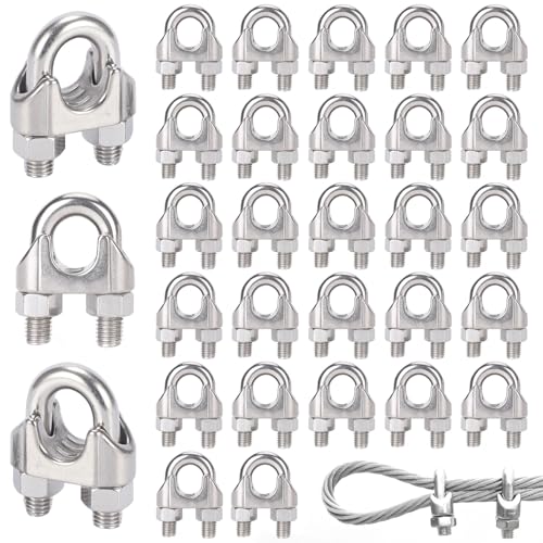 Spetsbst 30 Stück Drahtseilklemme 3mm Edelstahl Seilklemmen 3mm für Drahtseil Stahlseil Wäscheleinenspanner Markise Fixiert (M3) von Spetsbst