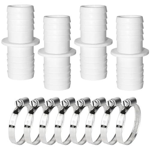 Spetsbst 4 Stück Pool Schlauchverbinder 32mm auf 32mm Poolschlauch Verbinder, Poolschlauch Adapter mit 4 Edelstahl Schlauchschellen von Spetsbst