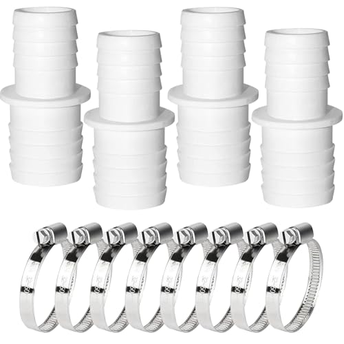 Spetsbst 4 Stück Pool Schlauchverbinder 38mm auf 32mm, Poolschlauch 32mm Verbinder, Poolschlauch Adapter mit 4 Edelstahl Schlauchschellen (32mm-38mm) von Spetsbst