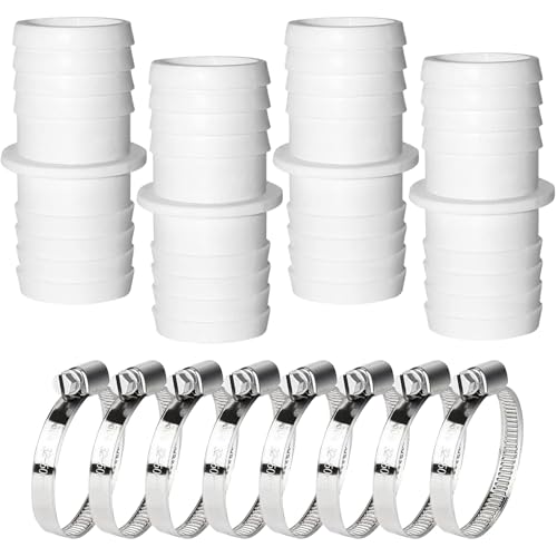 Spetsbst 4 Stück Pool Schlauchverbinder 38mm auf 38mm Poolschlauch Verbinder, Poolschlauch Adapter mit 4 Edelstahl Schlauchschellen von Spetsbst