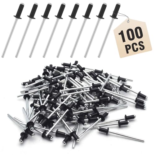 Spetsbst Aluminium Blindnieten mit großem Flansch 100 Stück Blindnieten Alu Nieten Popnieten Set 4.8 × 12mm Schwarz Pop Nieten für Gebäude Schiffe Autos und Möbel Spetsbst Aluminium Blindnieten mit großem Flansch 100 Stück Blindnieten Alu Nieten Popnieten Set 4.8 × 12mm Schwarz Pop Nieten für Gebäude Schiffe Autos und Möbel von Spetsbst