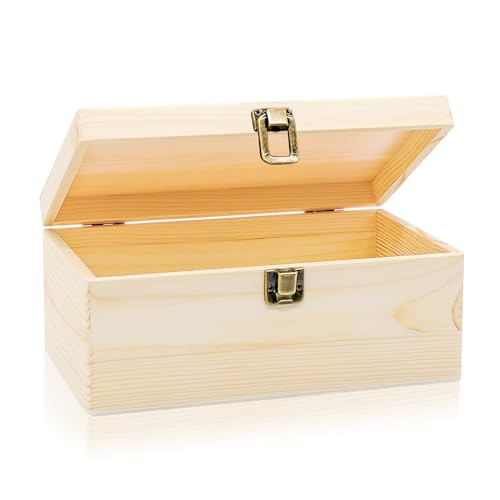 Spetsbst Holzkiste mit Deckel und Schloss 23.5 * 14 * 10cm Wooden Box Schatztruhe aus Holz mit Gebogenem Deckel Ohne Griffe Kleine Holzbox Aufbewahrungsbox Box Spetsbst Holzkiste mit Deckel und Schloss 23.5 * 14 * 10cm Wooden Box Schatztruhe aus Holz mit Gebogenem Deckel Ohne Griffe Kleine Holzbox Aufbewahrungsbox Box von Spetsbst
