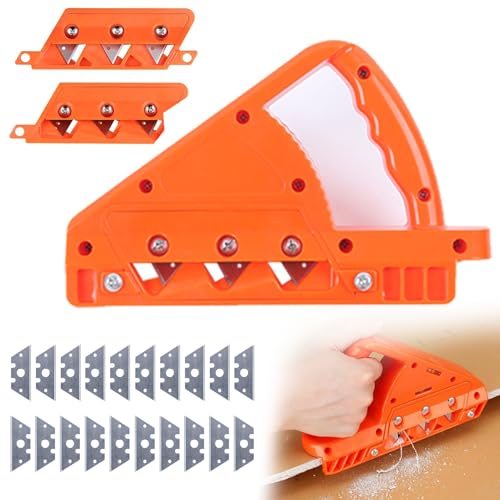 Spetsbst Kantenhobel für Gipskarton mit 45° und 60° Klingensatz Gipskarton Schneider Handhobel Rigips Kantenhobel Werkzeug Gipskartonplatten Schnellschneider mit 20 Klingen Ersatz von Spetsbst