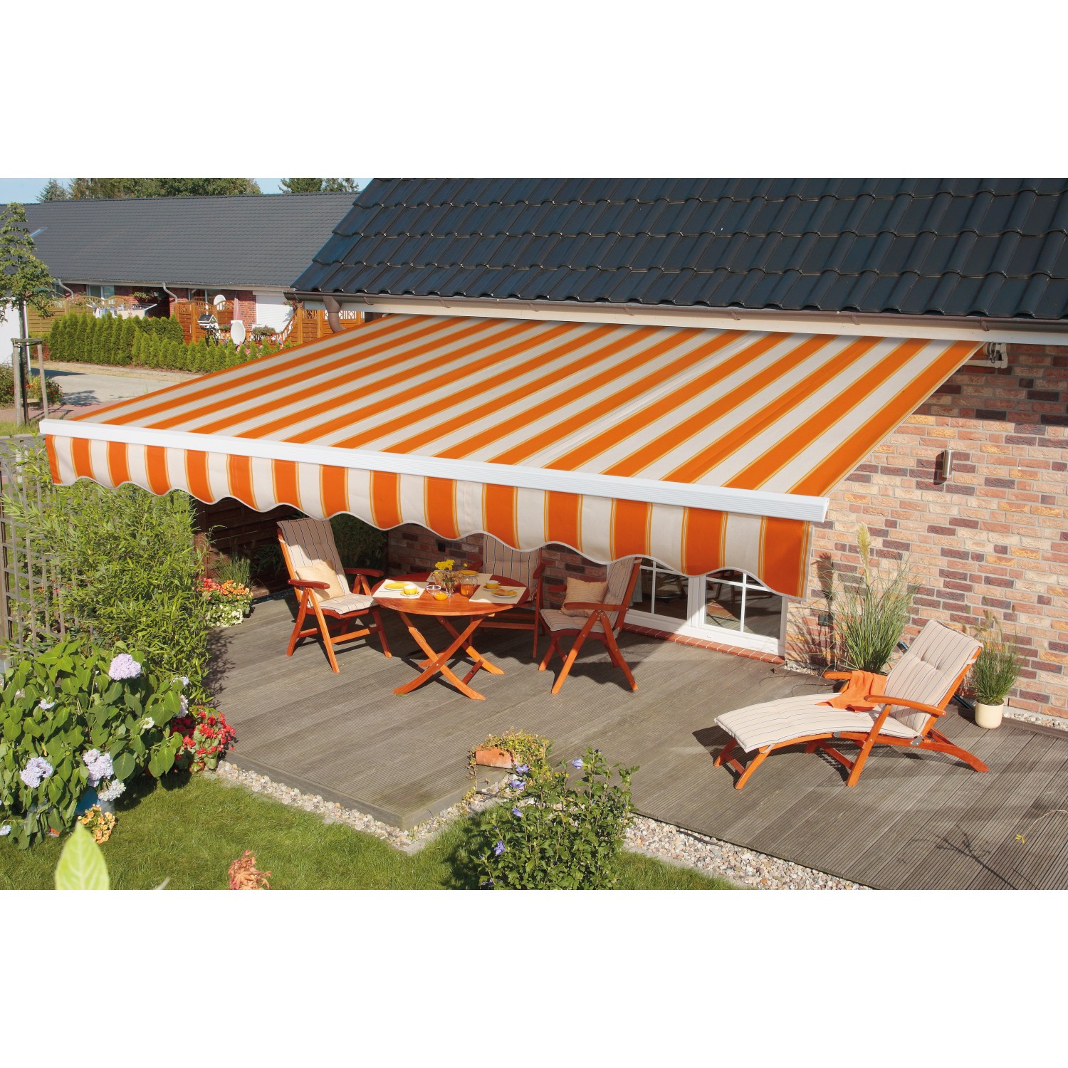 Spettmann Gelenkarmmarkise 350 cm x 250 cm Beige-Orange gestreift von Spettmann