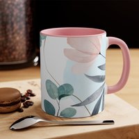 Aquarell Blumen Kaffeetasse, Rosa Blumentasse, Geschenk Für Sie, Florale Teetasse, Keramik Kaffeebecher, Art Deco Blumentasse von SphinxMedia