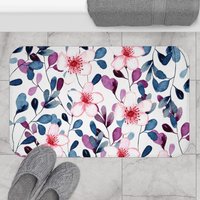 Aquarell Florale Badematte, Bauernbadezimmer, Duschteppich Mit Blumen, Matte Für Badedusche Dekor, 71 X 74 Zoll, Florales Badedekor von SphinxMedia