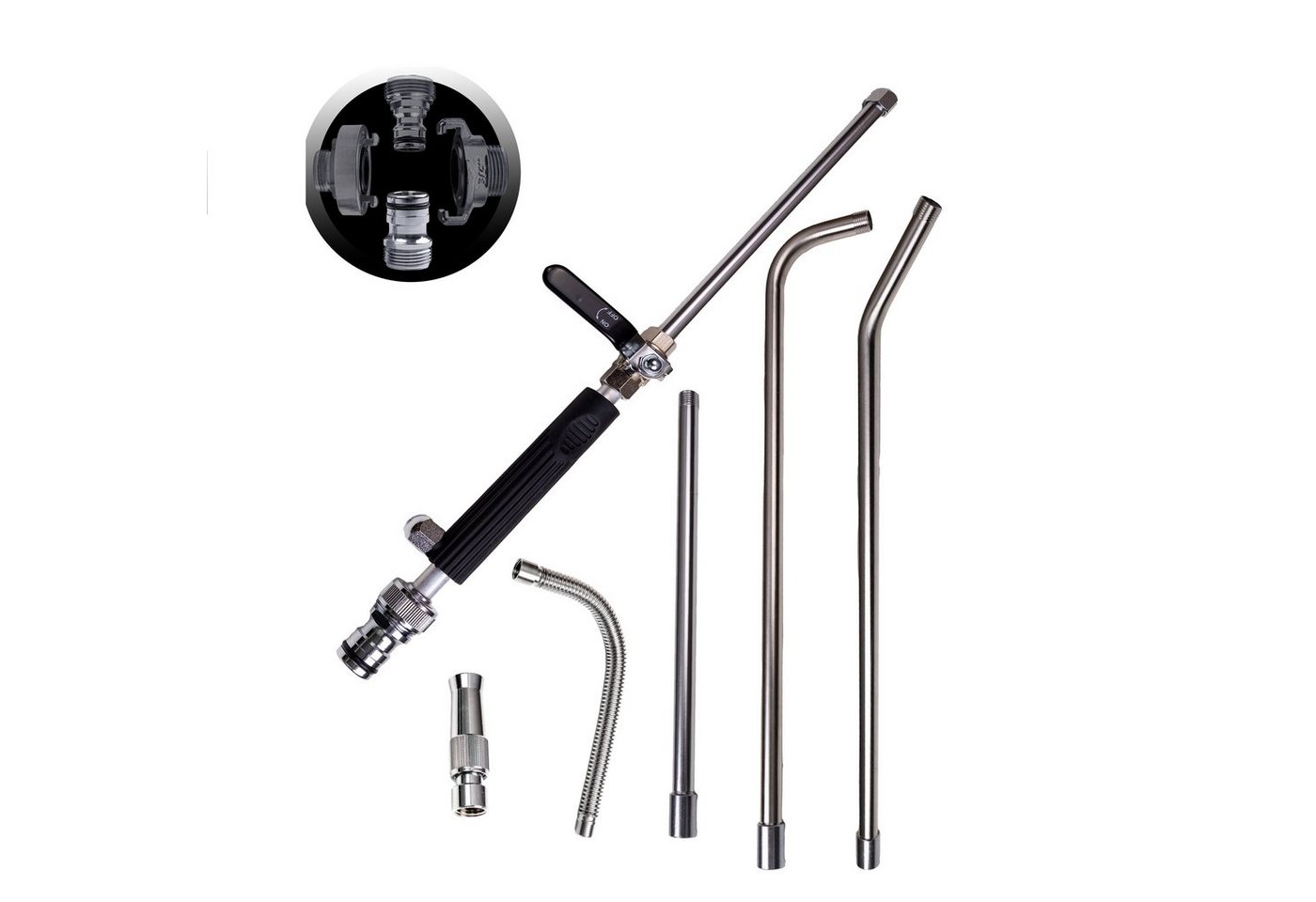 SpiceFlow Multifunktionsbrause HydroJet SpiceFlow® Set: Profi Gardena kompatibel, 3/4 Zoll Profi-Gardena Anschluss Multifunktional stufenlos verstellbar von SpiceFlow