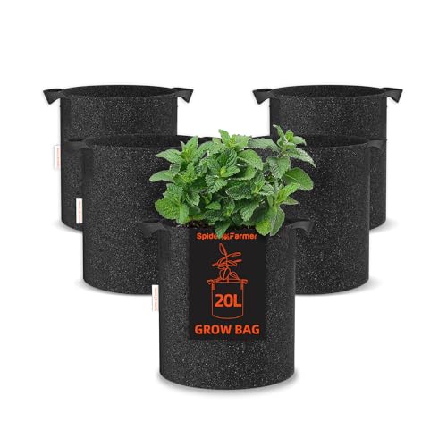 Spider Farmer 5 Gallon 18 L Pflanzsack,Vliesstoff Pflanzentopf mit Griffe Stofftopf für Kartoffeln Tomaten Gemüse und Pflanzen (5 Stück) Spider Farmer 5 Gallon 18 L Pflanzsack,Vliesstoff Pflanzentopf mit Griffe Stofftopf für Kartoffeln Tomaten Gemüse und Pflanzen (5 Stück) von Spider Farmer