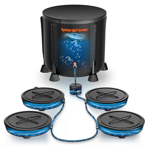Spider Farmer Automatische Bewässerung Selbstbewässerungssystem 4er-Set, Bewässerungssystem mit 50L Wasserbehälter und Stoff-topfboden, Selbstbewässerung für Zimmerpflanzen und Indoor Growzelte von Spider Farmer