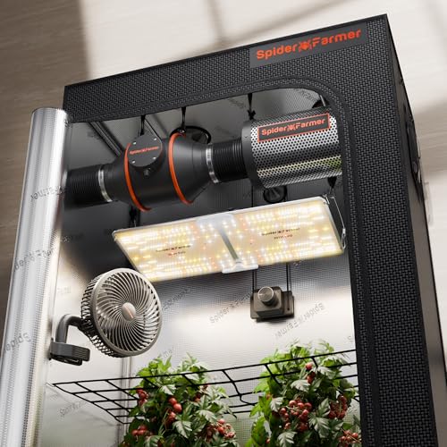 Spider Farmer Grow box KomplettSet SF2000 LED Pflanzenlampe Vollspektrum Dimmbarer Grow Lampe Samsung LM301H EVO LEDs GrowZelt Kit Komplettes 60x120x180cm Hydroponics 1680D Grow Tent Homebox Zuchtzelt von Spider Farmer