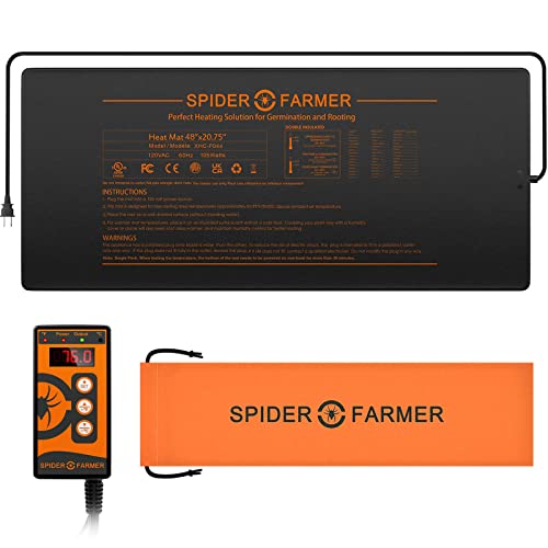 Spider Farmer Heizmatte Pflanzen, Wärmematte Set mit Thermostatregler für Sämling Germination und Haustier Heizkissen Zimmergewächshaus Heizmatten Amphibien Pet Mat Wärmer Bett Matte 122x52CM, 108W Spider Farmer Heizmatte Pflanzen, Wärmematte Set mit Thermostatregler für Sämling Germination und Haustier Heizkissen Zimmergewächshaus Heizmatten Amphibien Pet Mat Wärmer Bett Matte 122x52CM, 108W von Spider Farmer