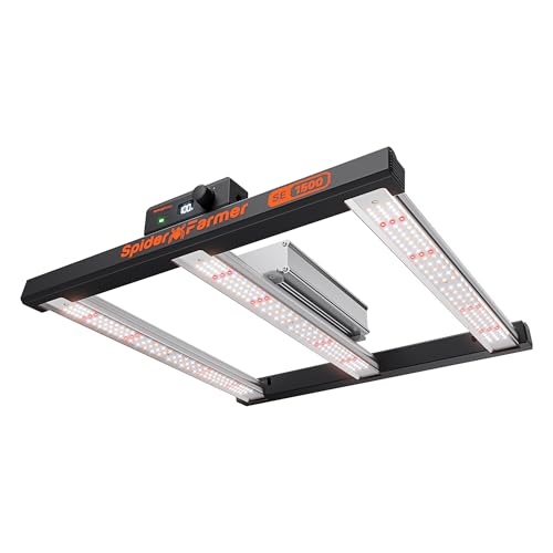 Spider Farmer SE1500 LED Grow Lampe mit Samsung 301H EVO Dioden 70x70CM 150W LED Pflanzenlampe Vollspektrum Grow Light Dimmbare Daisy Chain Wachstumslampe für Gemüse Blume 2,85 umol/J von Spider Farmer