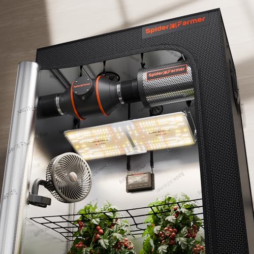 Spider Farmer SF2000 Growzelt Komplett Set LED Pflanzenlampe Vollspektrum Grow Lampe Samsung LM301H EVO LEDs GrowZelt Kit Komplettes 60x120x180cm Hydroponics 1680D Grow Tent Homebox Zuchtzelt von Spider Farmer