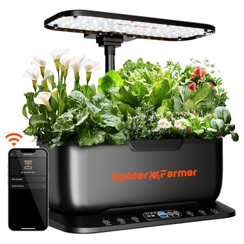 Spider Farmer SmartG12 Hydroponisches Anzuchtsystem, 12-Pods Indoor Garten mit 36W LED Pflanzenlampe Full-Spectrum, APP und WiFi gesteuert, 6L Wassertank, Pumpsystem, Automatischer Timer von Spider Farmer