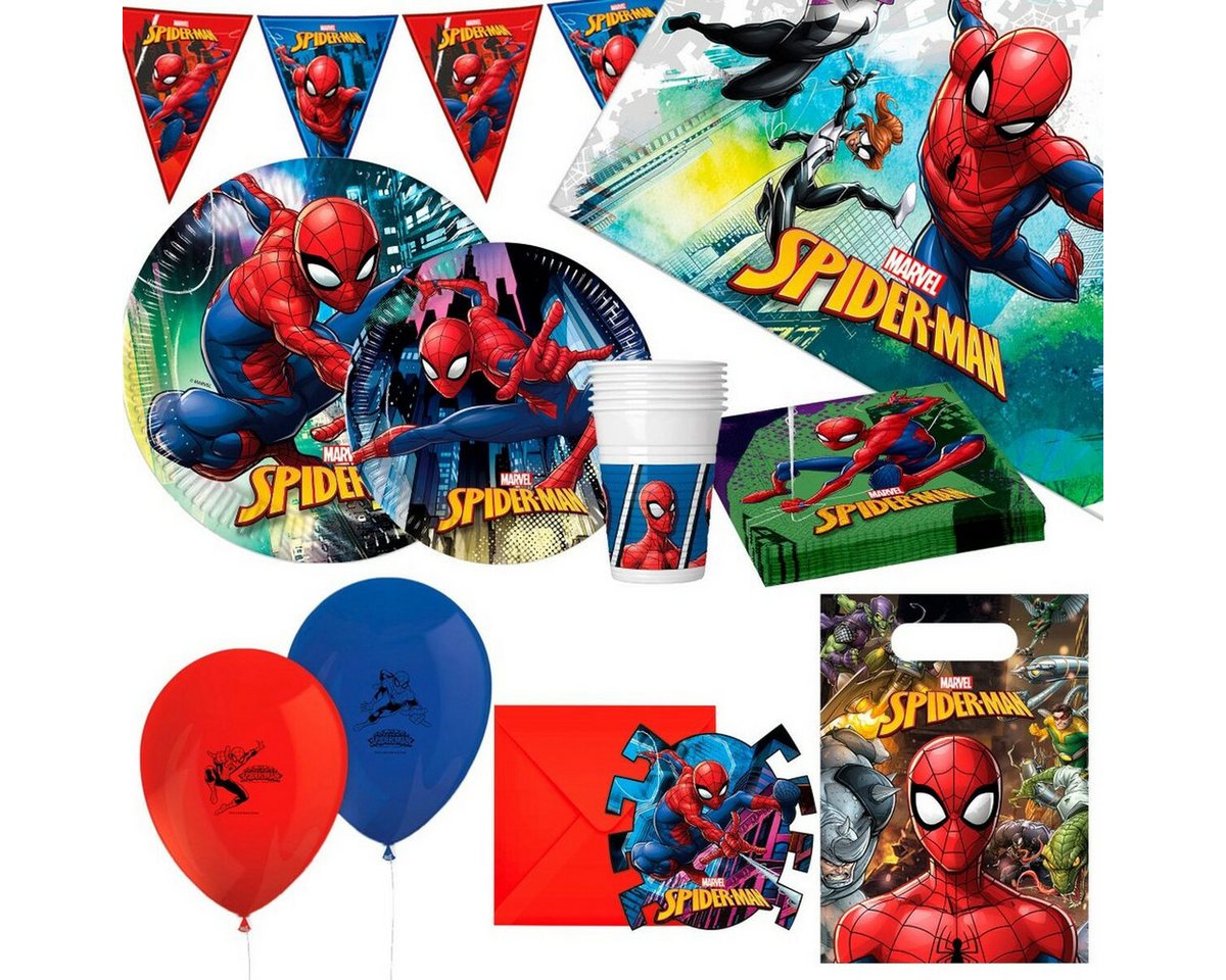 Spiderman Einweggeschirr-Set Spiderman Set Partyartikel 66-teilig, Papier Spiderman Einweggeschirr-Set Spiderman Set Partyartikel 66-teilig, Papier von Spiderman