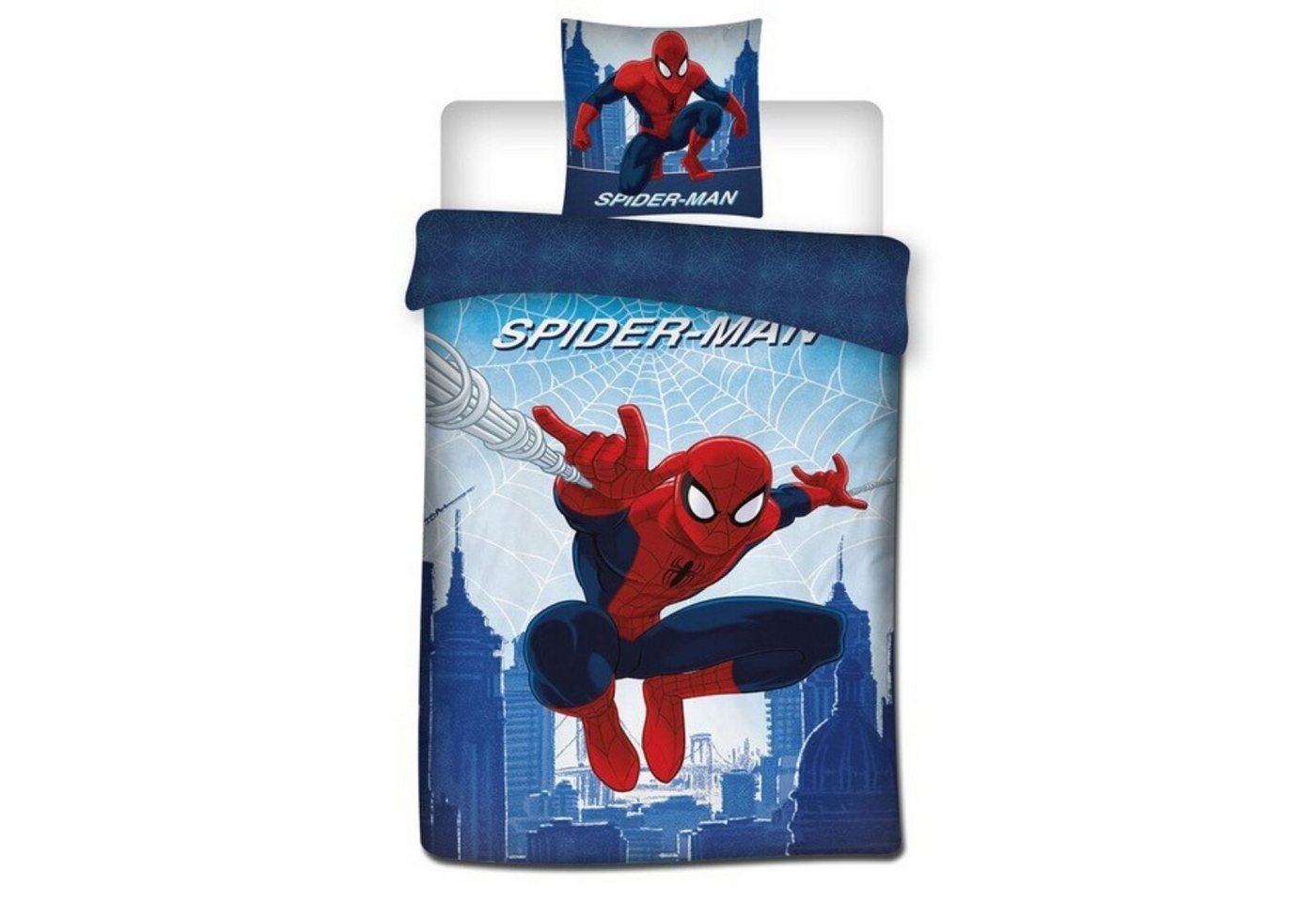 Spiderman Kinderbettwäsche Bettwäsche-Set Bettbezug 140 cm x 200 cm Kissenbezugs 65 cm x 65 cm, Baumwoll-Polyester-Mix, 2 teilig von Spiderman