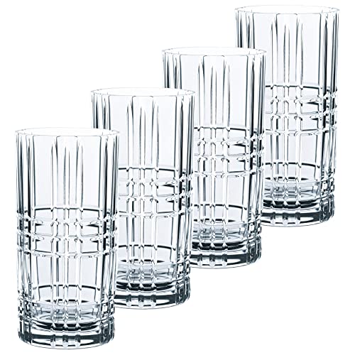 Nachtmann Longdrinkgläser Set 445 ml, 4 Stück, Square, 101049, Cocktailgläser aus Kristallglas, Trinkgläser spülmaschinenfest von Nachtmann