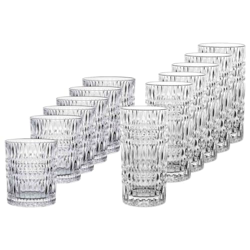 Spiegelau & Nachtmann, 12-teiliges Bargläser-Set, Je 6 Whisky- und Londrink-Gläser, Kristallglas, 434/304 ml, Ethno, 105354 von Spiegelau & Nachtmann