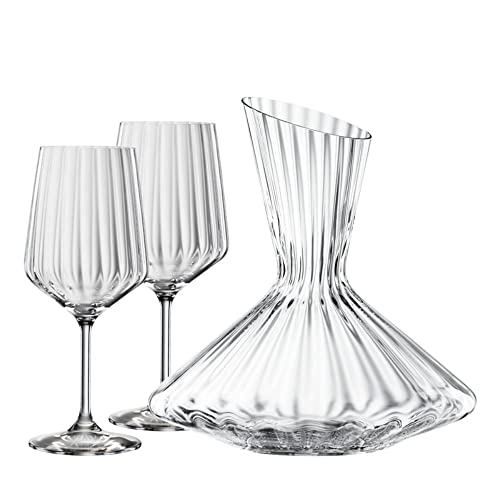 Spiegelau 3-teiliges Dekanter-Set: 1x Dekanter (2,9 l), 2x Weinglas (630 ml), Kristallglas, LifeStyle, 4450193 von Spiegelau