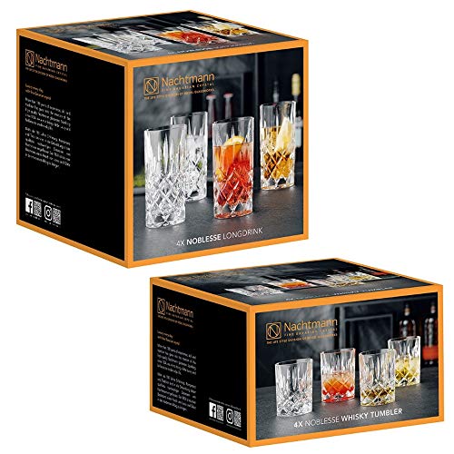 Spiegelau & Nachtmann Nobelesse Set 4X Whiskybecher + 4X Longdrink Gläser, 40037622, Transparent von Spiegelau & Nachtmann