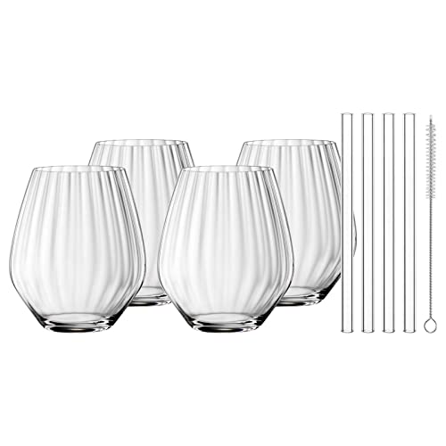 Spiegelau & Nachtmann Tastes Good Gin & Tonic Set, 4 Gin Gläser 625 ml + 4 Trinkhalme 15 cm + Reinigungsbürste, Cocktailgläser & Trinkgläser mit Glashalmen für Partys, Spülmaschinengeeignet von Spiegelau & Nachtmann