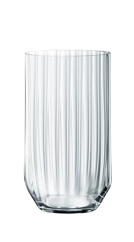 Spiegelau Longdrinkgläser 445 ml, 4 Stück, Linear, 4940179, Cocktailgläser aus Kristallglas, Trinkgläser spülmaschinenfest von Spiegelau