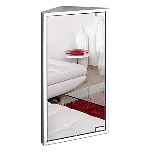 Badezimmerspiegelschrank Badezimmerspeicherschrank Dreiecksschließfach Eckspiegelschrank Edelstahlspiegelschrank Schlafzimmerspiegel (Color : Silver, Size : 60x30cm) von Spiegelschränke