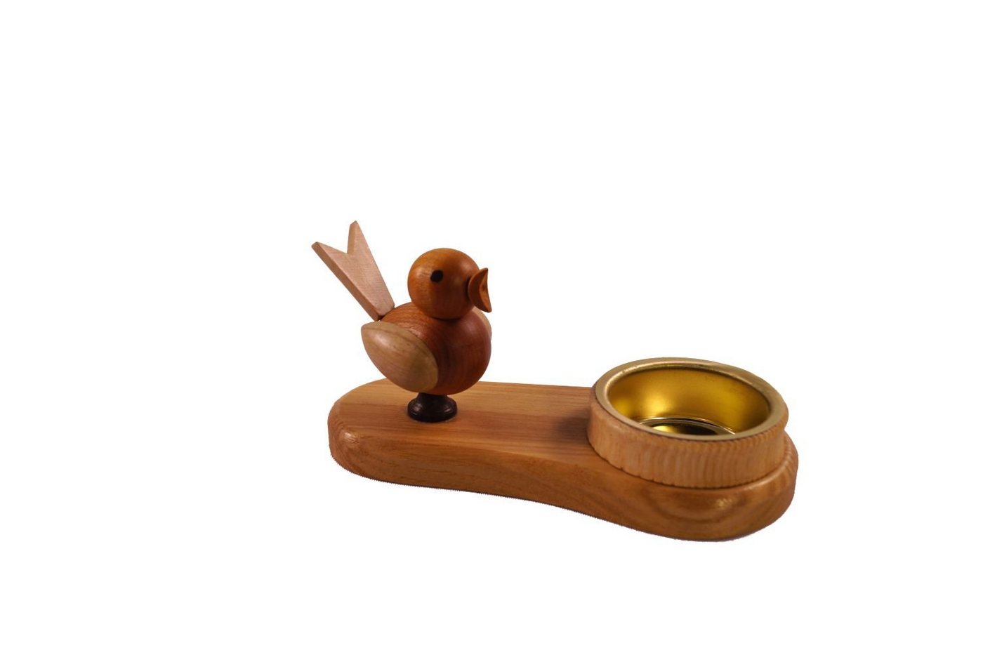 Spielwarenmacher Günther e.K. Kerzenhalter Kerzenhalter Vogel natur mit Teelicht Höhe=8cm NEU, liebevoll von Hand gefertigt und bemalt von Spielwarenmacher Günther e.K.